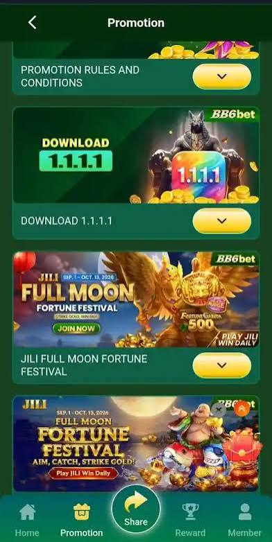 Screenshot of the BB6BET promotions section
